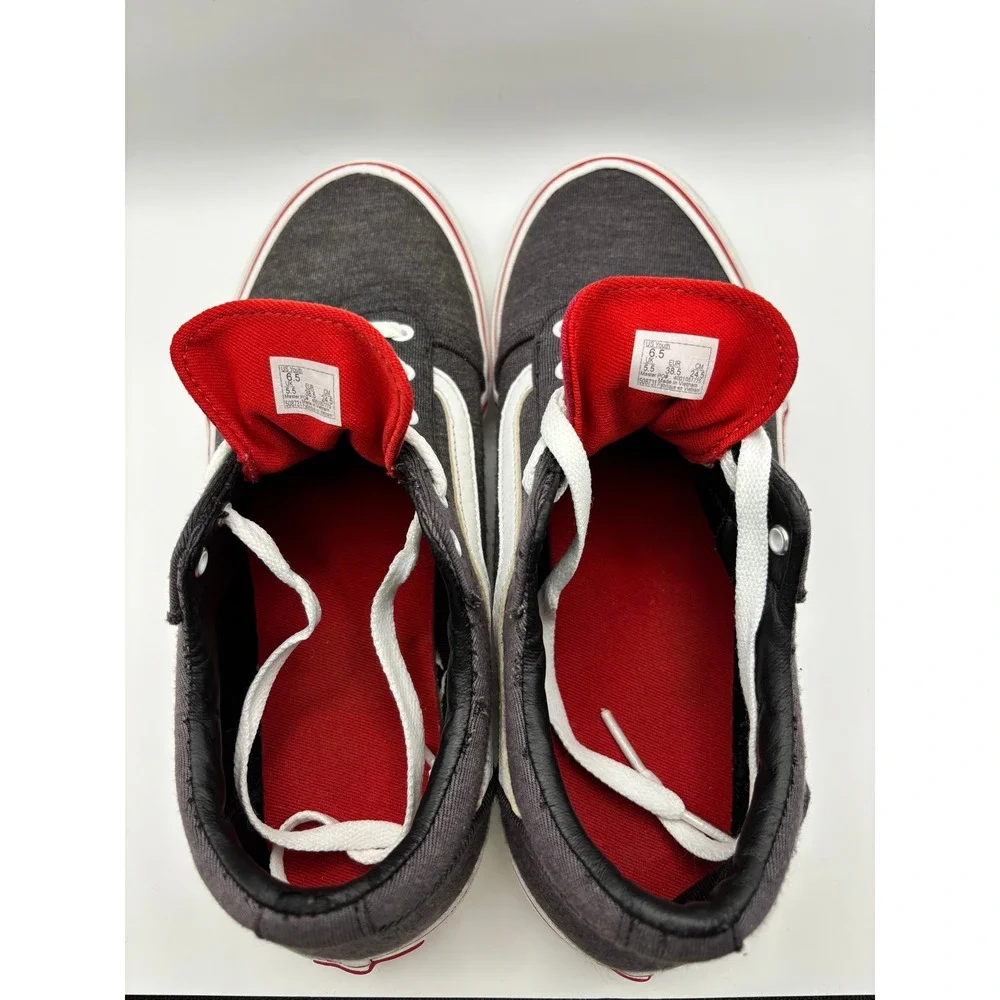 Vans Ward Low Top Sneakers Youth 6.5 Grey Red White Jersey Skate Shoes